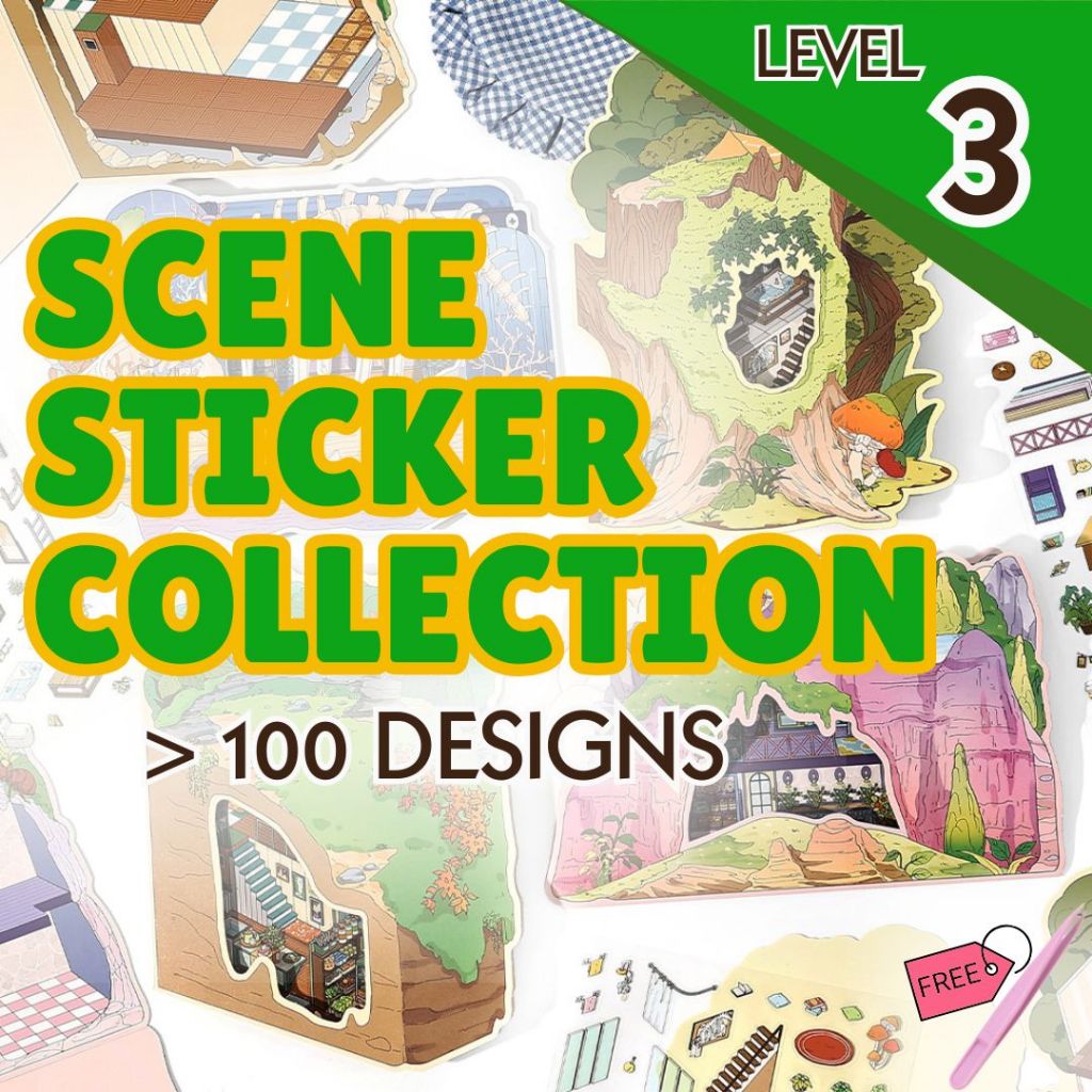 Sticker Level 2 Level 3 Landscape Scene Sticker Collection – KreativeWall.com