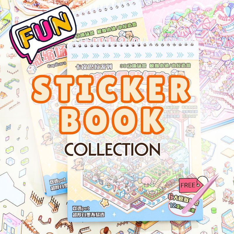 Landscape Sticker Book Collection Handy 3D Scene Stickers Set ...